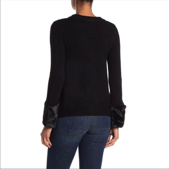 NEW Catherine Malandrino Faux Fur Black Sweater XL - Picture 2 of 7